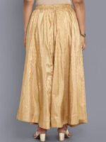 AURELIA Women Gold-Coloured Foil Printed Flared Maxi Skirt - Image 3