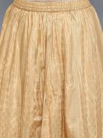 AURELIA Women Gold-Coloured Foil Printed Flared Maxi Skirt - Image 5
