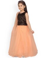 Aarika Girls Black & Peach-Coloured Embellished Ready to Wear Lehenga & Blouse with Dupatta - Image 5