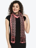 Aditi Wasan Women Coral Pink & Black Woven Design Stole