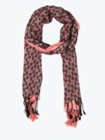 Aditi Wasan Women Coral Pink & Black Woven Design Stole - Image 3