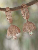 Adwitiya Collection Rose Gold Dome Shaped Jhumkas