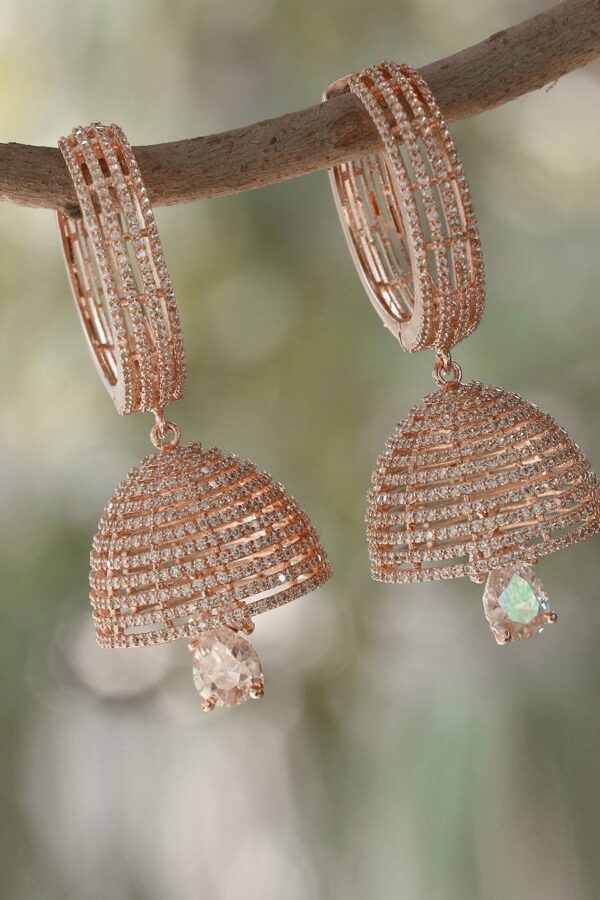 Adwitiya Collection Rose Gold Dome Shaped Jhumkas