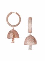 Adwitiya Collection Rose Gold Dome Shaped Jhumkas - Image 2