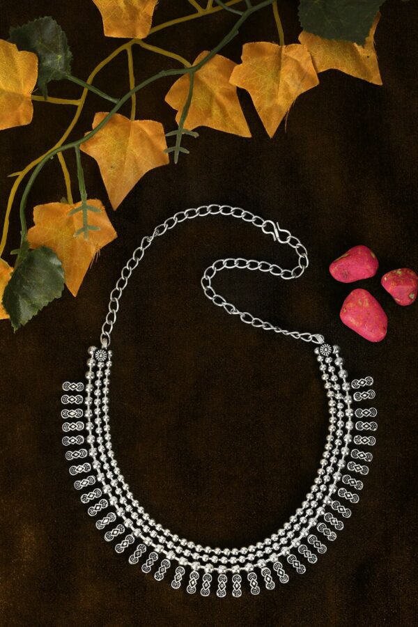 Adwitiya Collection Silver-Plated Brass Oxidised Necklace