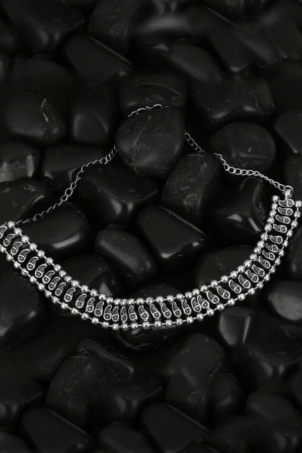 Adwitiya Collection Silver-Toned Brass Silver-Plated Oxidised Necklace