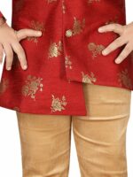 Aj DEZInES Boys Red & Gold-Coloured Sherwani Set - Image 2