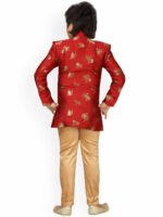 Aj DEZInES Boys Red & Gold-Coloured Sherwani Set - Image 5