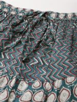 Anayna Women Blue And White Printed Cotton Tiered Long Skirt - Image 5