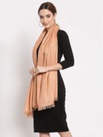 Anekaant Women Coral & Silver-Toned Woven Design Stole - Image 3