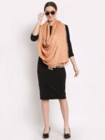 Anekaant Women Coral & Silver-Toned Woven Design Stole - Image 5