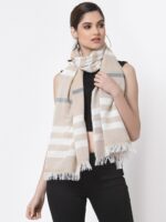 Arrabi Women Brown & White Striped Stole
