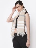 Arrabi Women Brown & White Striped Stole - Image 3