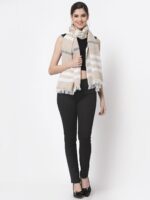 Arrabi Women Brown & White Striped Stole - Image 4