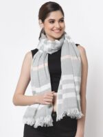 Arrabi Women Pack Of 2 Blue & Grey Striped Stole - Image 2