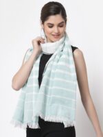 Arrabi Women Pack Of 2 Blue & Grey Striped Stole - Image 3