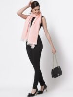 Arrabi Women Pack of 2 Peach-Coloured & Blue Cotton Stoles - Image 5