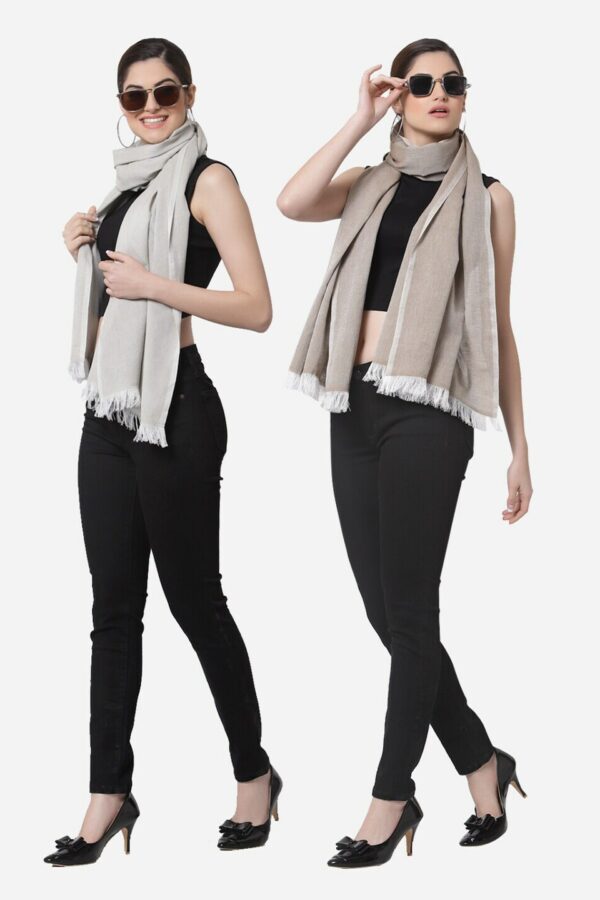 Arrabi Women Set Of 2 Solid Cotton Stoles