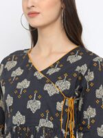 Azira Women Blue Printed Peplum Pure Cotton Top - Image 2