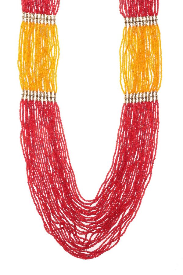 Bamboo Tree Jewels Red & Yellow Handcrafted Necklace