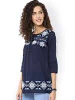 Bhama Couture Navy Embroidered Top - Image 2