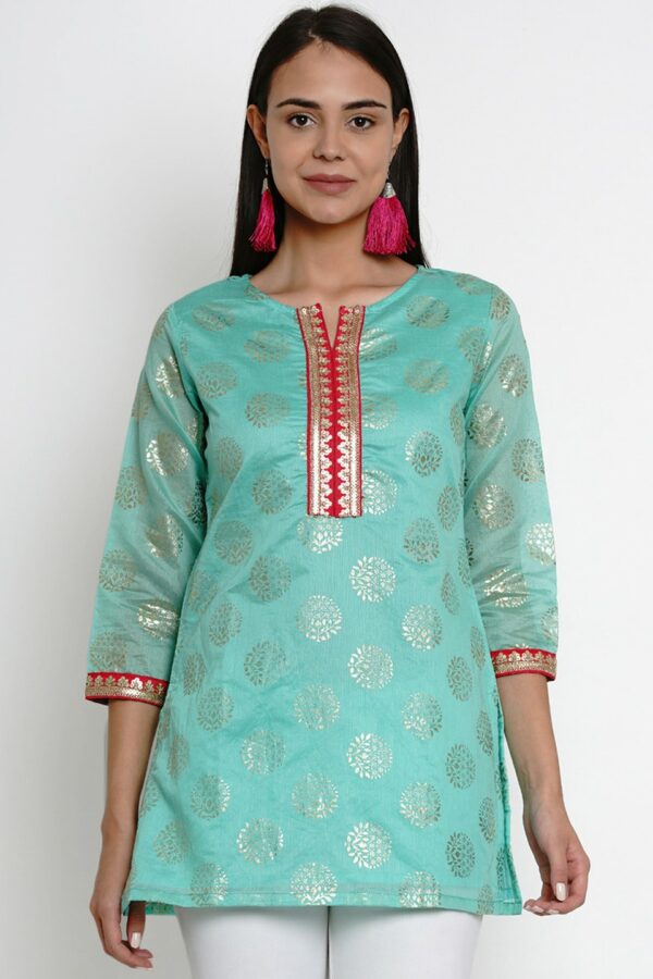 Bhama Couture Sea Green Woven Design Tunic