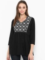 Bhama Couture Women Black Self Design Pure Cotton Top