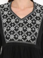 Bhama Couture Women Black Self Design Pure Cotton Top - Image 2