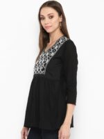 Bhama Couture Women Black Self Design Pure Cotton Top - Image 3