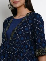 Bhama Couture Women Blue Printed Empire Top - Image 2