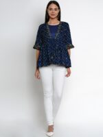 Bhama Couture Women Blue Printed Empire Top - Image 5