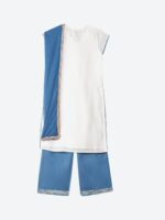 Biba Girls White Floral Embroidered Kurta with Pyjamas & With Dupatta - Image 2