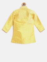 BownBee Boys Yellow & Red Woven Design Sherwani Set - Image 2