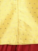 BownBee Boys Yellow & Red Woven Design Sherwani Set - Image 4