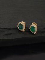 Carlton London Green Gold-Plated Teardrop Shaped Stone Studs - Image 2