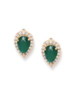 Carlton London Green Gold-Plated Teardrop Shaped Stone Studs - Image 3