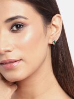 Carlton London Green Gold-Plated Teardrop Shaped Stone Studs - Image 4