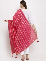 Clora Creation Magenta Pink Gotta Patti Embroidery Dupatta - Image 4