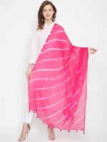 Clora Creation Magenta & White Dyed Dupatta