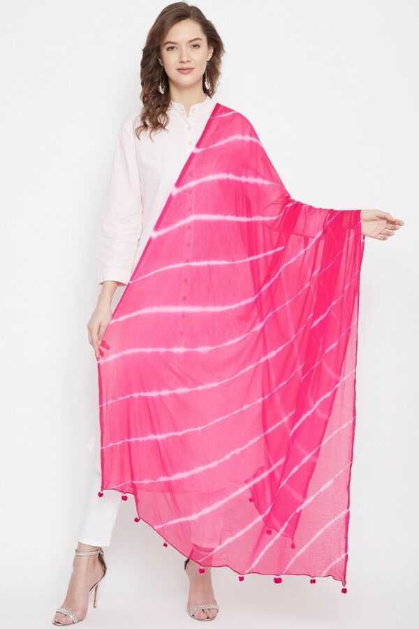 Clora Creation Magenta & White Dyed Dupatta
