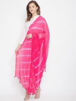 Clora Creation Magenta & White Dyed Dupatta - Image 3