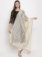 Clora Creation Off-White Striped Dupatta
