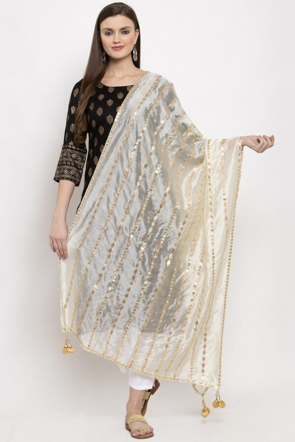 Clora Creation Off-White Striped Dupatta