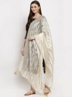 Clora Creation Off-White Striped Dupatta - Image 3