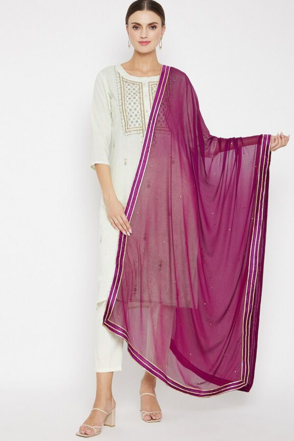 Clora Creation Purple Sequinned Dupatta With Taped Border