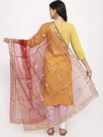 Clora Creation Red & Gold-Toned Ethnic Motifs Dupatta with Gotta Patti - Image 4