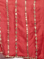 Clora Creation Red Striped Gotta Patti Silk Dupatta - Image 2