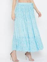 Clora Creation Women Blue & White Printed Flared Maxi Skirt - Image 2