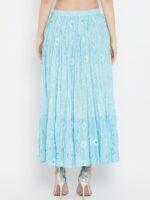 Clora Creation Women Blue & White Printed Flared Maxi Skirt - Image 4