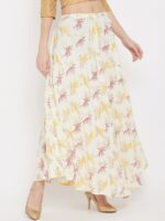 Clora Creation Women Cream & Pink Printed Flared Maxi Skirts - Image 2